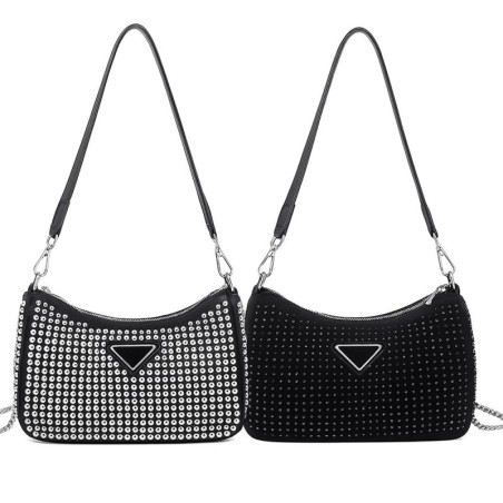 Bolsa Feminina Pequena De Brilho Strass Corrente Blogueira - Compre Agora!