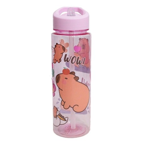 Garrafa Squeeze Capivara Com Canudo Flip Flop