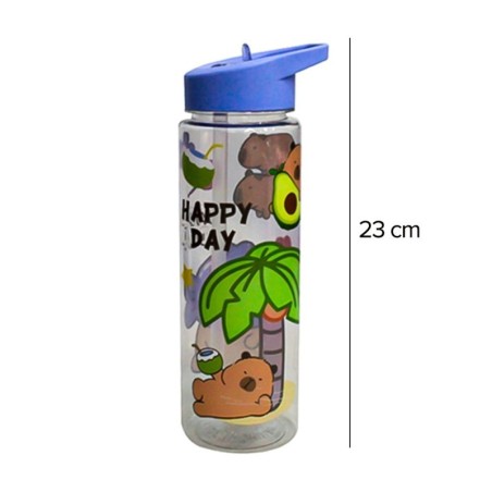 Garrafa Squeeze Capivara Com Canudo Flip Flop