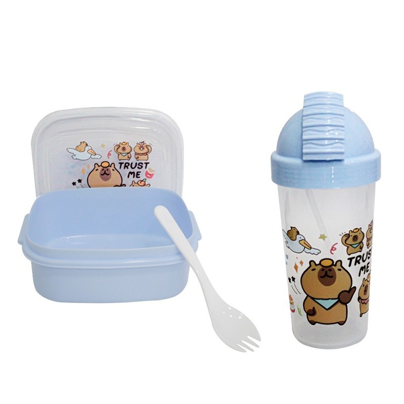 Kit Alimentação Infantil Marmita Talher E Copo Capivara