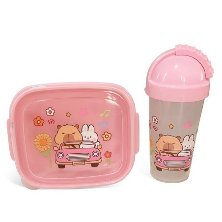 Kit Alimentação Infantil Marmita Talher E Copo Capivara