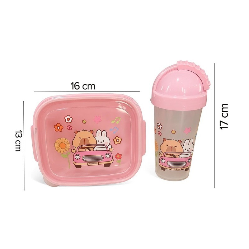 Kit Alimentação Infantil Marmita Talher E Copo Capivara