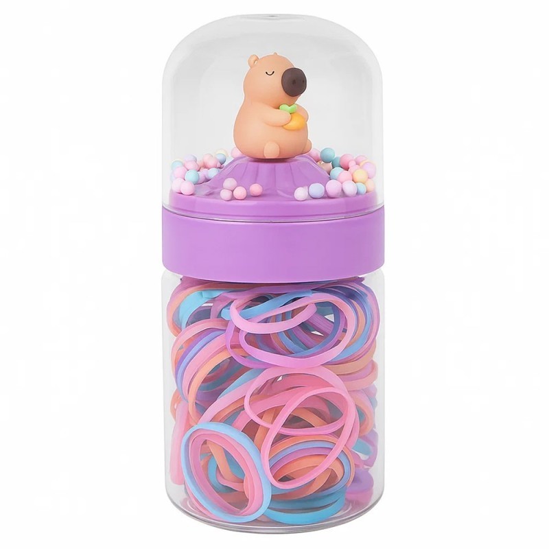 Kit Elasticos De Cabelo Com Pote Capivara 150 Unds
