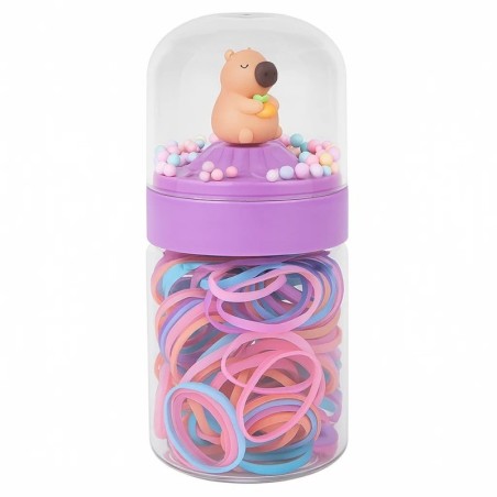 Kit Elasticos De Cabelo Com Pote Capivara 150 Unds