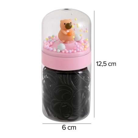 Kit Elasticos De Cabelo Com Pote Capivara 150 Unds