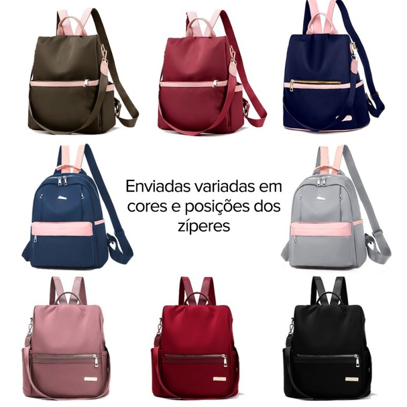 Mochila Feminina Casual Impermeável De Nylon De Alta Qualidade - Feira da Madrugada SP