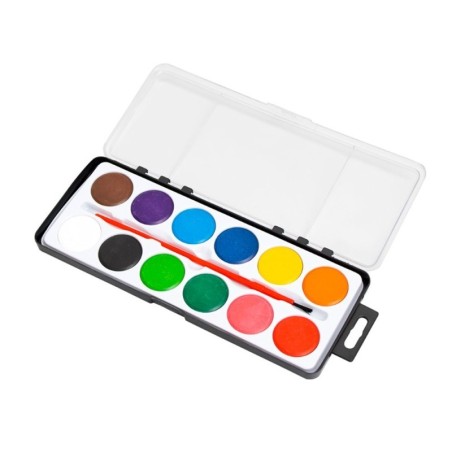 Tinta Aquarela Com 12 Cores Com Pincel E Estojo