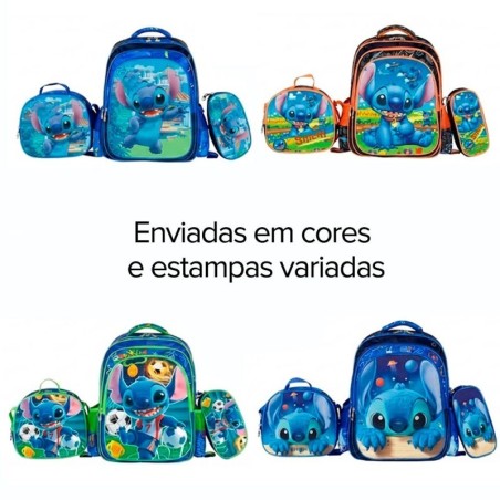 Mochila Escolar Infantil Estampada Com Lancheira E Estojo 2