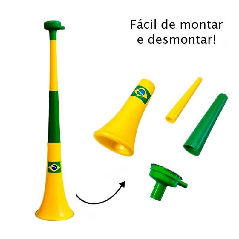 Corneta Vuvuzela Grande Copa Brasil Retrátil 65cm