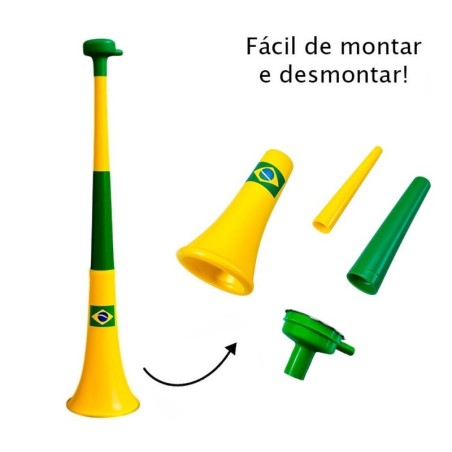 Corneta Vuvuzela Grande Copa Brasil Retrátil 65cm