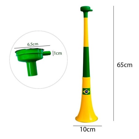 Corneta Vuvuzela Grande Copa Brasil Retrátil 65cm