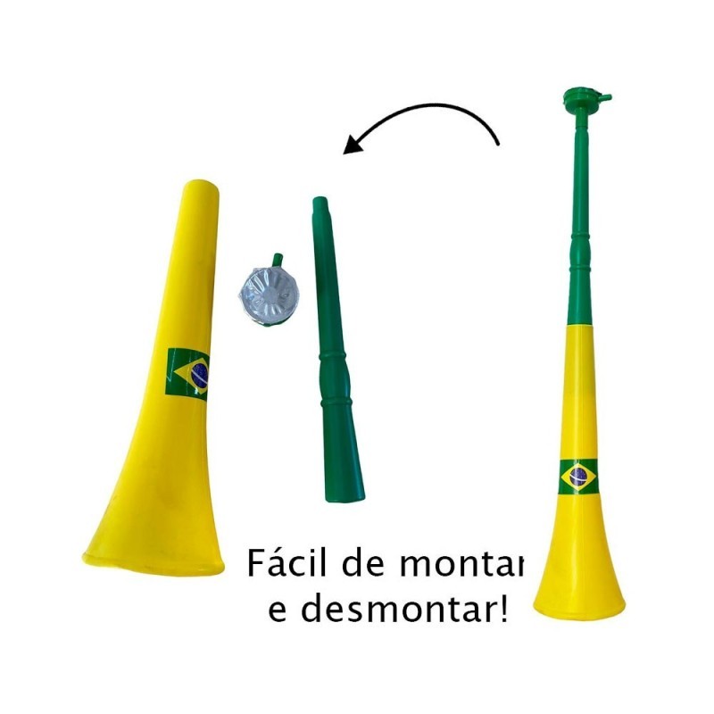 Corneta Vuvuzela Grande Copa Brasil Retrátil 60cm