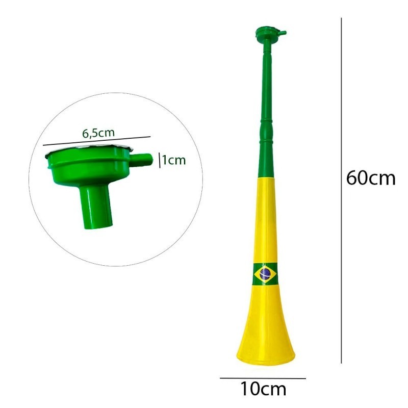 Corneta Vuvuzela Grande Copa Brasil Retrátil 60cm