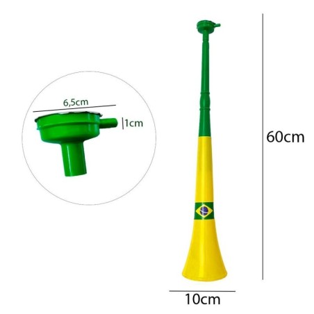 Corneta Vuvuzela Grande Copa Brasil Retrátil 60cm