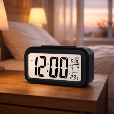 Relógio Despertador a Pilha Com Luz e Som de Mesa 2