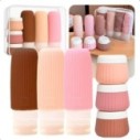 Kit Viagem Com 6 Frascos E Potes Silicone Porta Shampoo E Creme