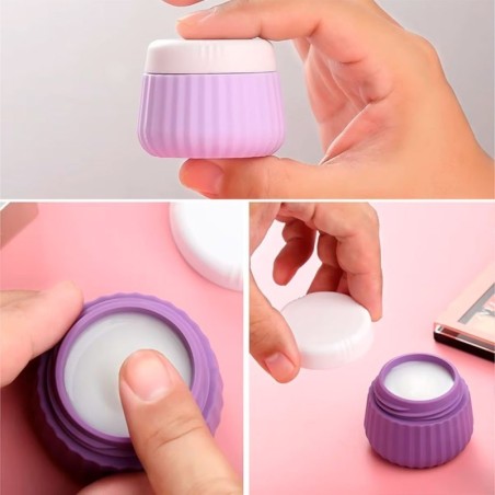 Kit Viagem Com 6 Frascos E Potes Silicone Porta Shampoo E Creme