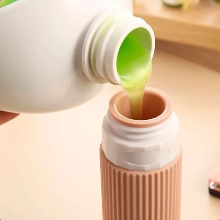Kit Viagem Com 6 Frascos E Potes Silicone Porta Shampoo E Creme