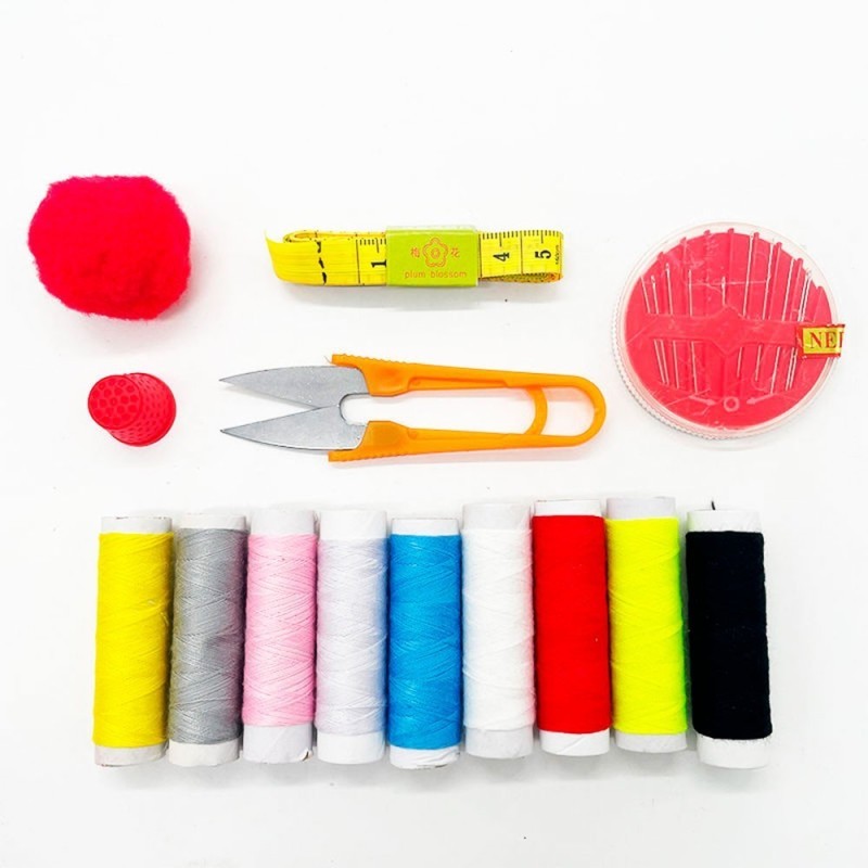 Maleta Kit Costura Pequena De Plástico Com 15 Itens Para Reparos