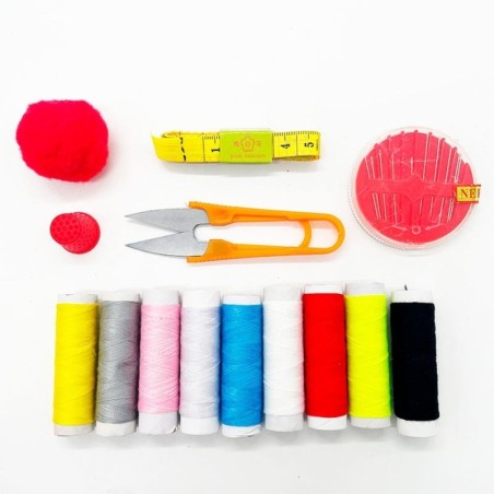 Maleta Kit Costura Pequena De Plástico Com 15 Itens Para Reparos