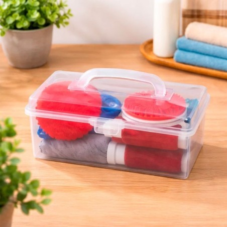 Maleta Kit Costura Pequena De Plástico Com 15 Itens Para Reparos