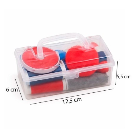 Maleta Kit Costura Pequena De Plástico Com 15 Itens Para Reparos