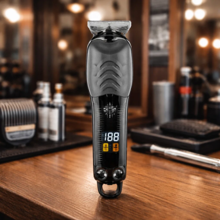 Máquina De Cortar Cabelo Profissional Transparente Com Led