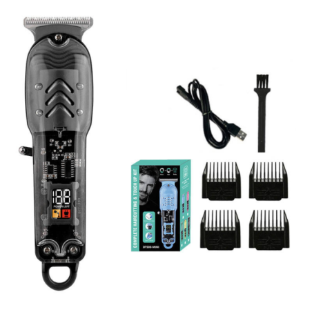 Máquina De Cortar Cabelo Profissional Transparente Com Led
