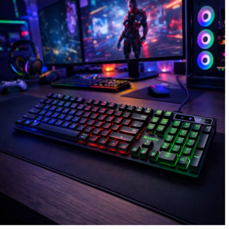 Teclado Gamer Com Fio Semi Mecânico USB Com Led Para PC