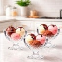 Kit 3 Taças De Sobremesa Sorvete Bowl Em Vidro Diamante