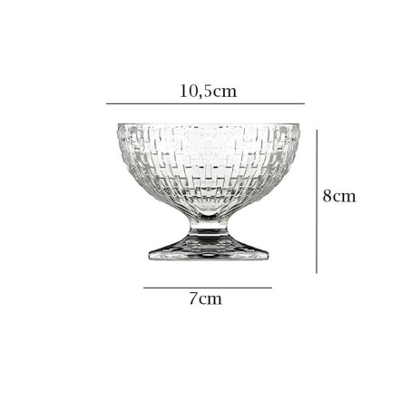 Kit 3 Taças De Sobremesa Sorvete Bowl Em Vidro Quadriculado