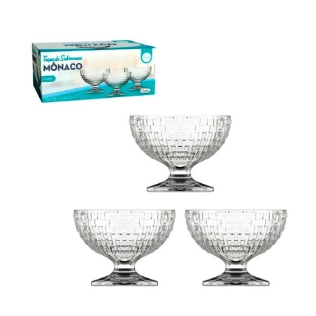 Kit 3 Taças De Sobremesa Sorvete Bowl Em Vidro Quadriculado