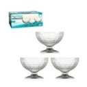 Kit 3 Taças De Sobremesa Sorvete Bowl Em Vidro Quadriculado
