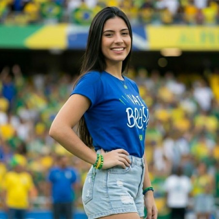 T-shirt Feminina Blusa Estampada Vai Brasil Com Manga Curta
