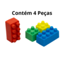 Kit Com 4 Borracha Escolar Infantil Blocos De Montar Encaixe
