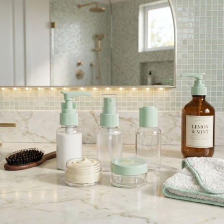 Kit Viagem Com Mini Frascos De Plástico 30ml Porta Cosméticos 6 Peças