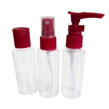 Kit Viagem Com Mini Frascos De Plástico 30ml Porta Cosméticos 6 Peças