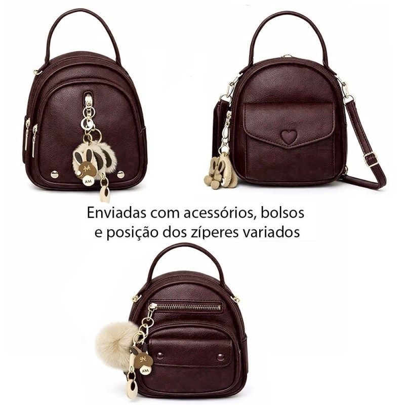 Bolsa Mochila Feminina Pequena Com Alça De Mão