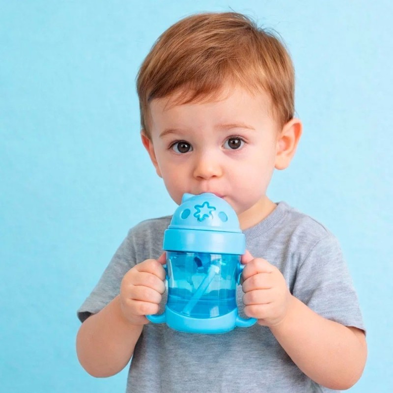 Copo Infantil Com Alça E Canudo Com Tampa 200ml