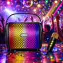 Caixa De Som Com Microfone Bluetooth Alça Led RGB Potente