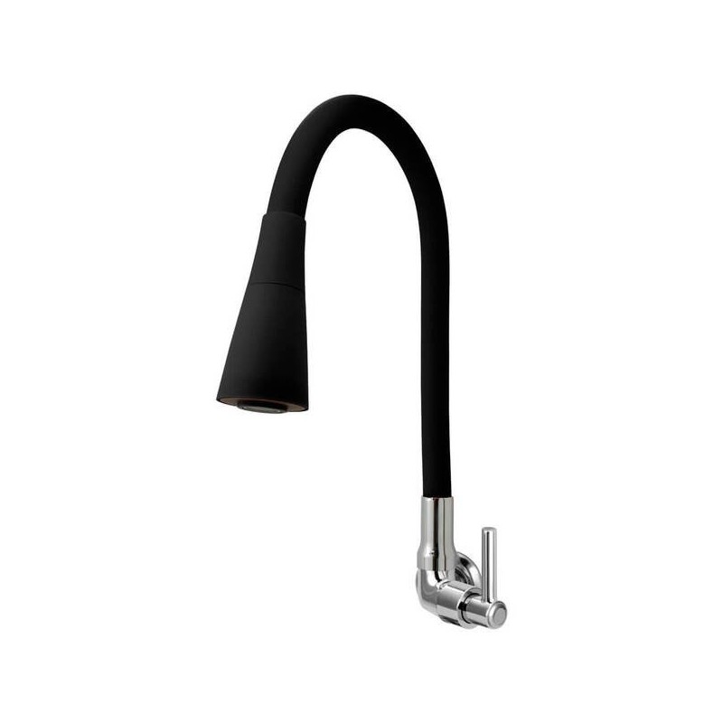 Torneira de Parede para Cozinha com Bica Articulável Cromado e Preto 114