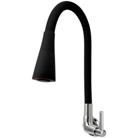 Torneira de Parede para Cozinha com Bica Articulável Cromado e Preto 114