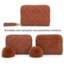 Carteira Feminina Pequena Porta Cartão Com Pompom E Zíper