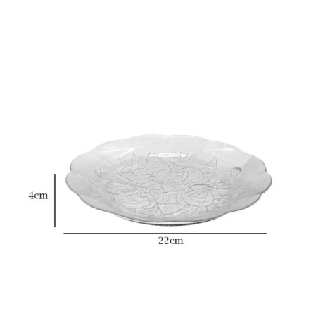Conjunto 4 Pratos Fundo De Vidro Foglia 22cm Floral