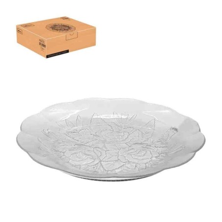Conjunto 4 Pratos Fundo De Vidro Foglia 22cm Floral