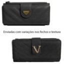 Carteira Feminina Luxo Texturizada Com 3 Divisórias Porta Cartão