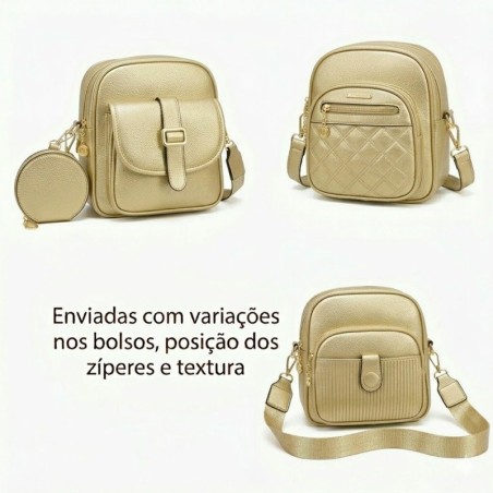 Bolsa Feminina Transversal Média Alça Larga Com Porta Moedas