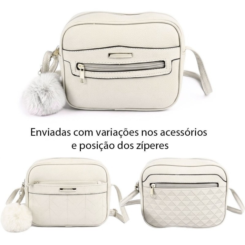 Bolsa Transversal Média Com Alça Fixa 3 Bolsos