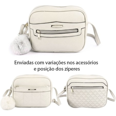 Bolsa Transversal Média Com Alça Fixa 3 Bolsos