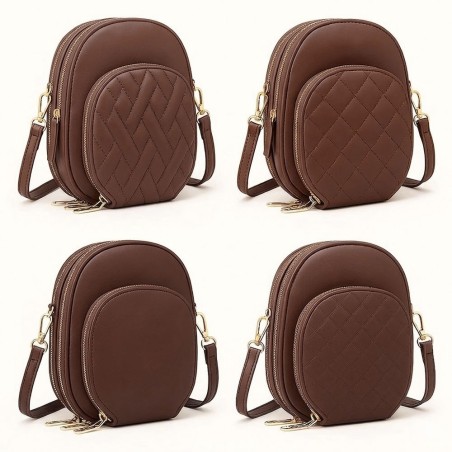 Mini Bolsa Transversal Feminina Oval Textura Em Alto Relevo - Feira Da Madrugada SP